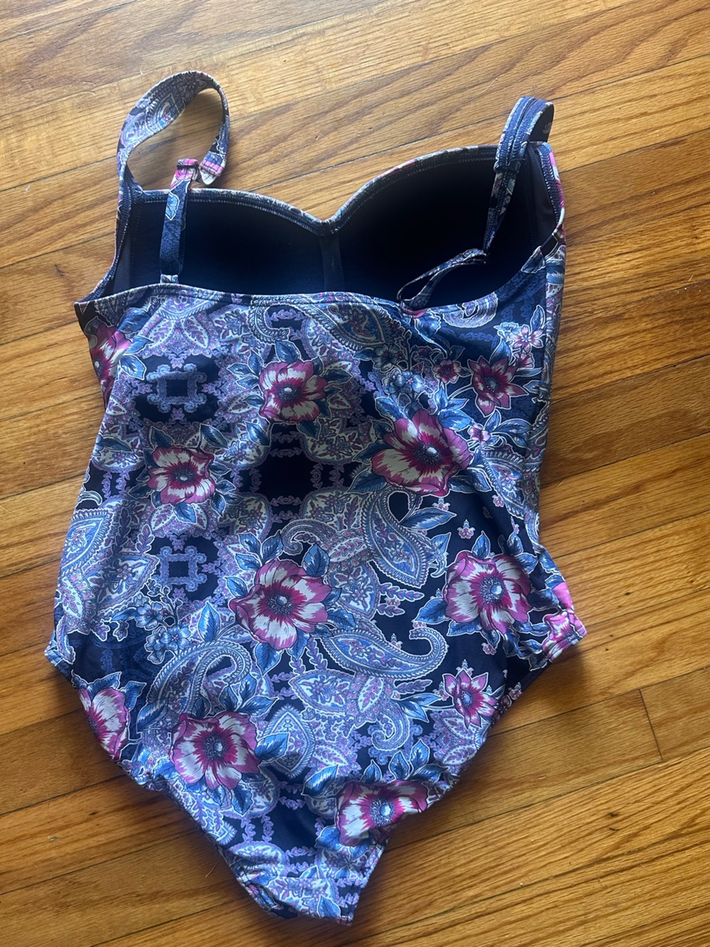 Nip Tuck Swim Navy Paisley Tummy Control One Piece Swimsuit Size 12 - Picture 6 of 7